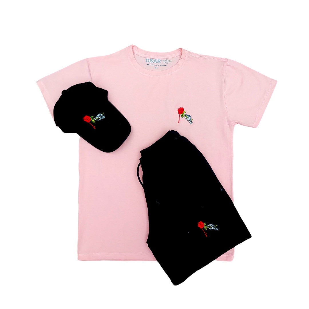 Camiseta Pantaloneta Gorra Diseño Rosa