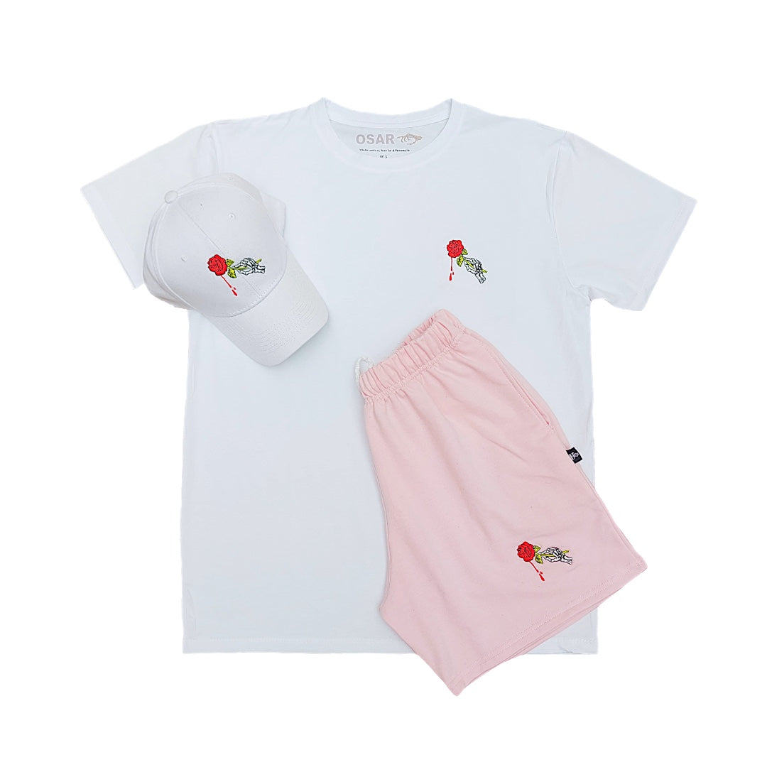 Camiseta Pantaloneta Gorra Diseño Rosa